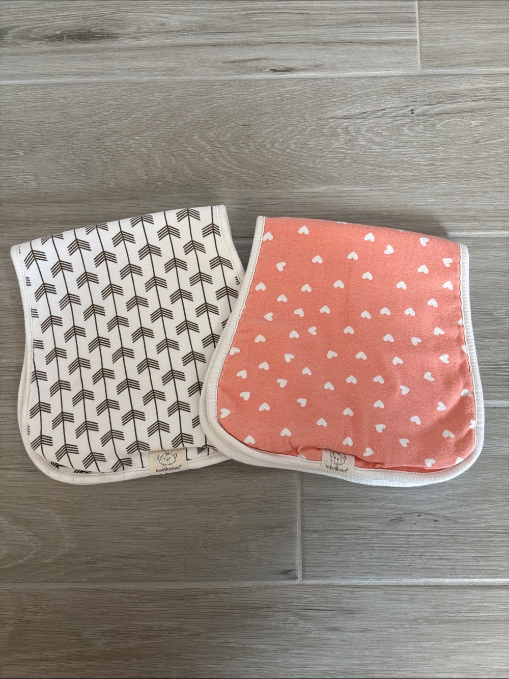 KeaBabies Burp Cloths - Coral Hearts & Black Arrow Prints
